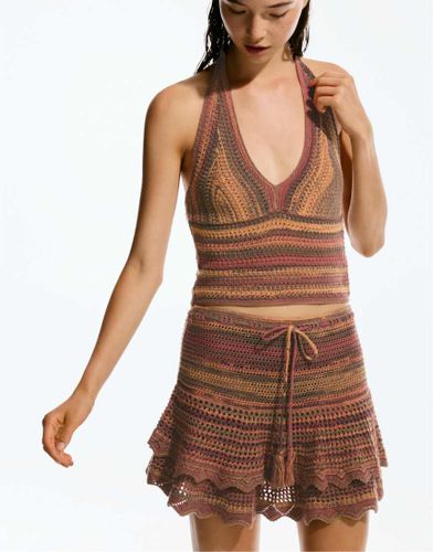 Top au crochet teint par section - Terracotta - Pull & bear - Modalova