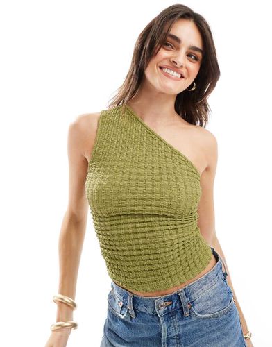 Top asymétrique texturé effet bulles - olive - Pull & bear - Modalova