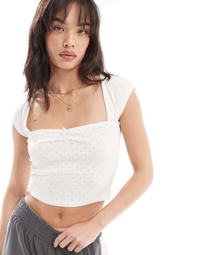 Top en maille pointelle à mancherons - Pull & bear - Modalova