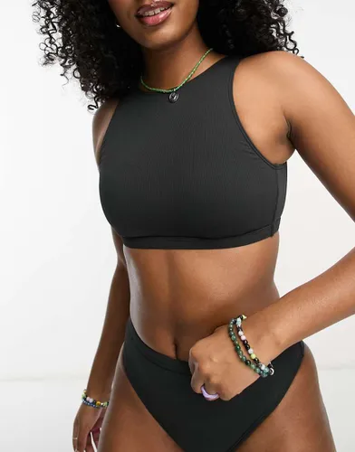 Pop Up - Haut de bikini long façon crop top - Noir - Roxy - Modalova