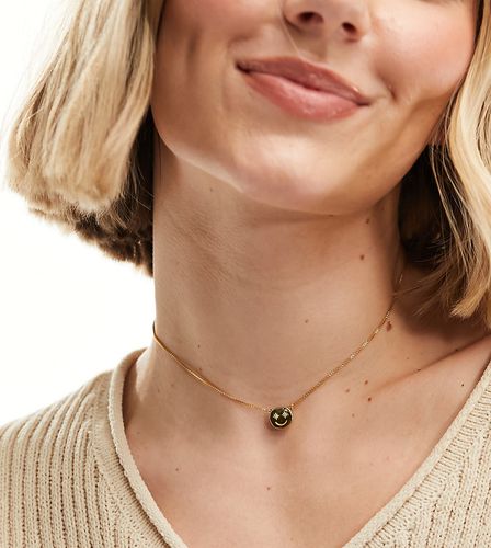 Collier à pendentif smiley en plaqué or 22 carats avec boîte cadeau - Rachel Jackson - Modalova