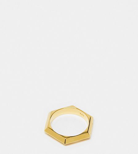 Bague hexagonale biseautée en plaqué or 22 carats avec boîte cadeau - Rachel Jackson - Modalova