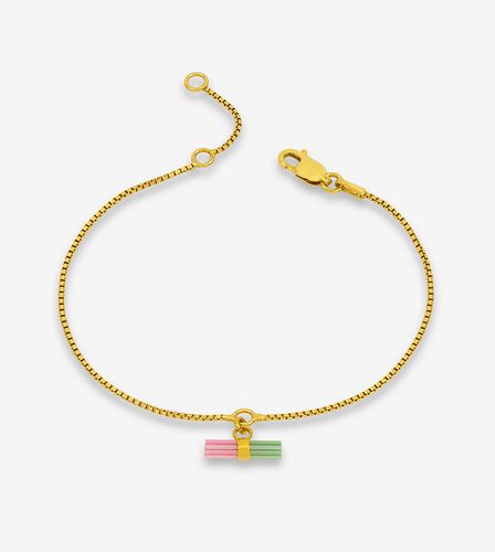 Petit bracelet en plaqué or 22 carats avec barre en T et pierres couleur pastèque et boîte cadeau - Rachel Jackson - Modalova