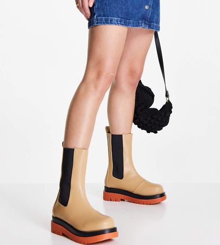 Neville - Bottes mi-mollet à enfiler avec semelle contrastante - Fauve - Raid Wide Fit - Modalova