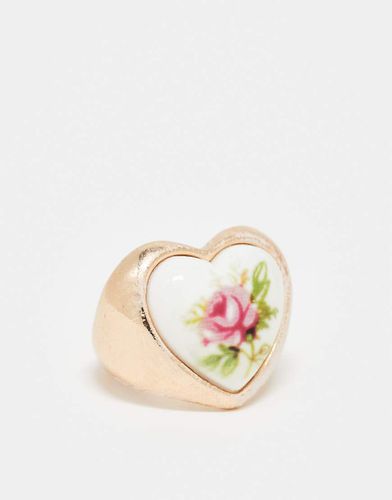 Bague chunky avec pierre rose fantaisie - Reclaimed Vintage - Modalova