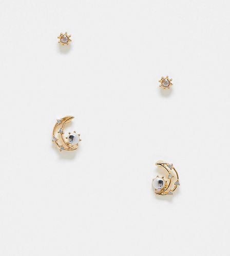 Inspired - Lot de boucles d'oreilles étoile et lune - Reclaimed Vintage - Modalova