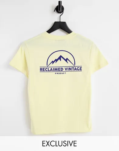 Inspired - T-shirt unisexe ajusté à logo paysage - Jaune - Reclaimed Vintage - Modalova