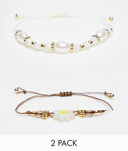Lot de bracelets en corde et perles avec réglage coulissant - Reclaimed Vintage - Modalova