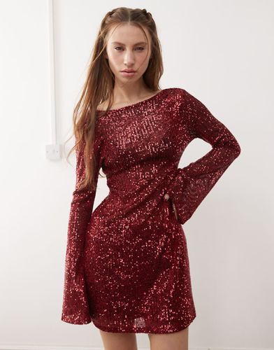 Robe courte à sequins - Bordeaux - Reclaimed Vintage - Modalova