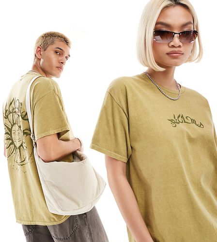 T-shirt unisexe oversize avec motif céleste au dos - Kaki délavé - Reclaimed Vintage - Modalova