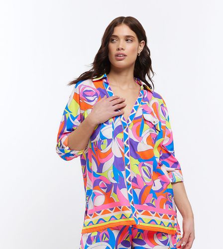 Chemise de plage oversize à imprimé abstrait - vif - River Island - Modalova