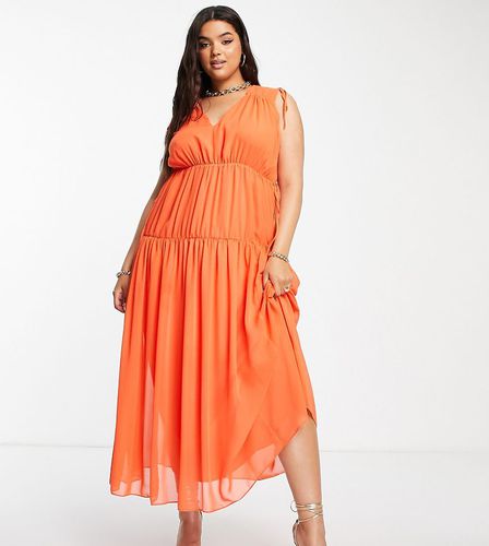 Robe longue en mousseline - Corail - River Island Plus - Modalova