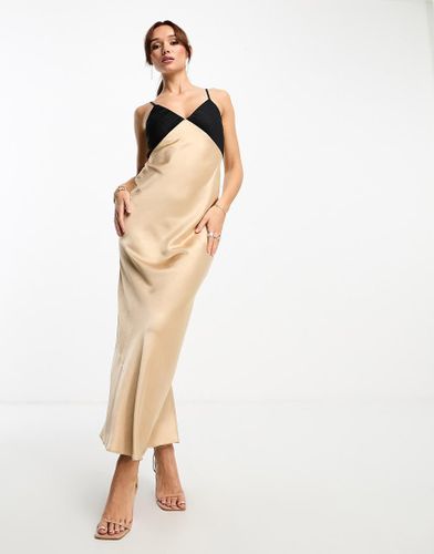 Robe nuisette longue color block - Beige - River Island - Modalova
