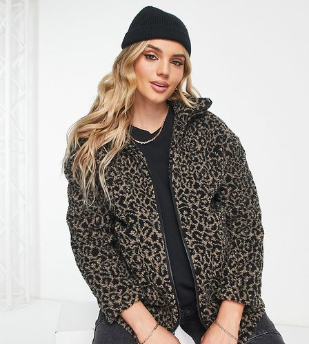 Veste zippée en imitation peau de mouton à motif léopard - Wednesday's Girl Maternity - Modalova