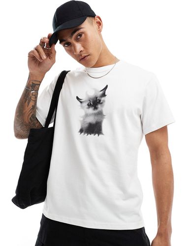 Toby - T-shirt coupe carrée à imprimé chaton - Weekday - Modalova