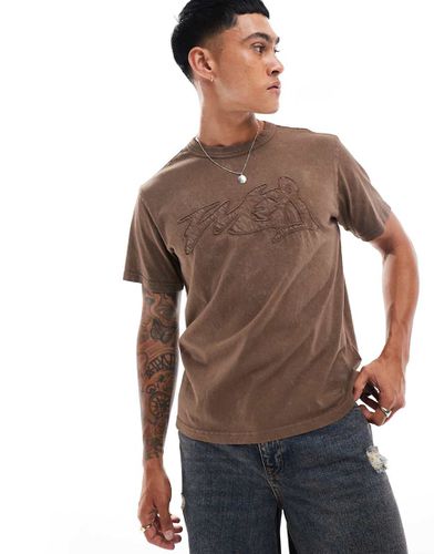 Toby - T-shirt coupe carrée avec appliqué - Marron délavé - Weekday - Modalova