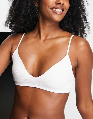 Cat - Soutien-gorge triangle côtelé en polyamide - WHITE - Weekday - Modalova