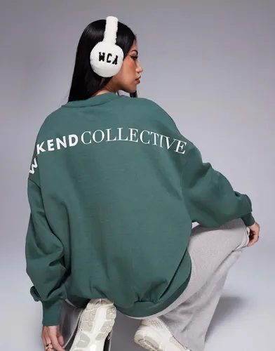 Weekend Collective - Sweat oversize avec grand logo au dos - Kaki - Asos Weekend Collective - Modalova