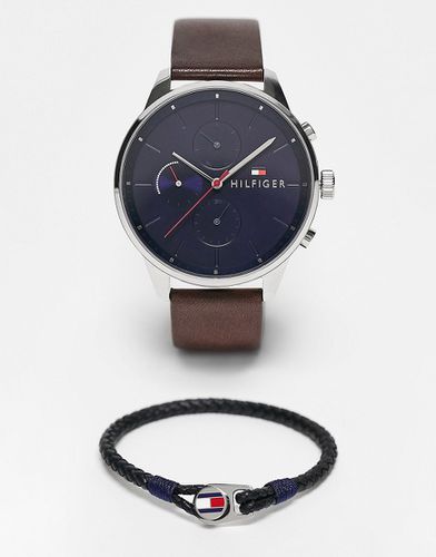 Coffret cadeau avec montre en cuir et bracelet tressé - Tommy Hilfiger - Modalova