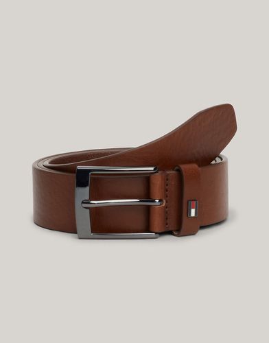 Ceinture en cuir avec boucle carrée - Rouge marron - Tommy Hilfiger - Modalova