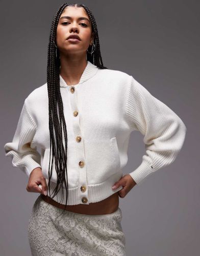 Gilet faon bomber en jersey avec manches ballon - Marron fonc - Tommy Hilfiger - Modalova