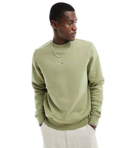 Sweat ras de cou à liseré avec logo - olive - Tommy Hilfiger - Modalova