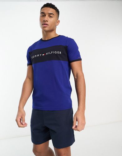 T-shirt avec bande sur le devant - Bleu - Tommy Hilfiger - Modalova