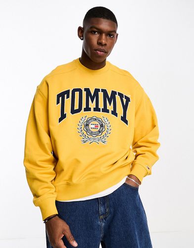 Sweat-shirt ras de cou coupe carrée à logo imprimé - Tommy Jeans - Modalova