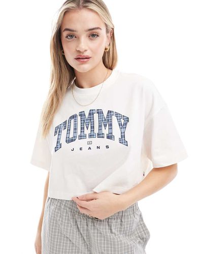 T-shirt crop top oversize à logo écossais - Tommy Jeans - Modalova