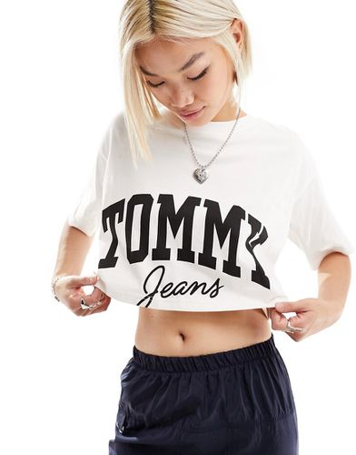 T-shirt oversize court à nouveau logo style universitaire et manches courtes - Tommy Jeans - Modalova