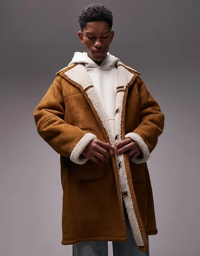 Manteau en imitation peau de mouton - Fauve - Topman - Modalova