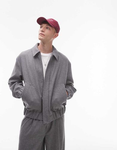 Blouson Harrington en laine mélangée haut de gamme - Topman - Modalova