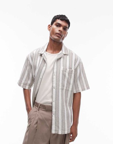 Chemise texturée à manches courtes avec rayures - Topman - Modalova