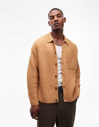 Gilet brossé décontracté avec col - Moutarde - Topman - Modalova