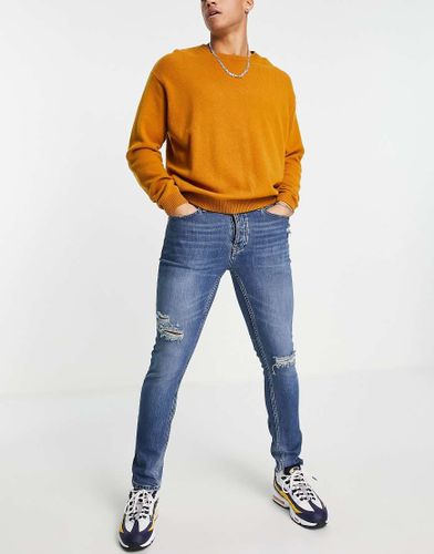 Jean skinny stretch avec déchirures - moyen délavé - Topman - Modalova