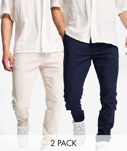 Lot de 2 pantalons chino skinny - Taupe/bleu marine - Topman - Modalova