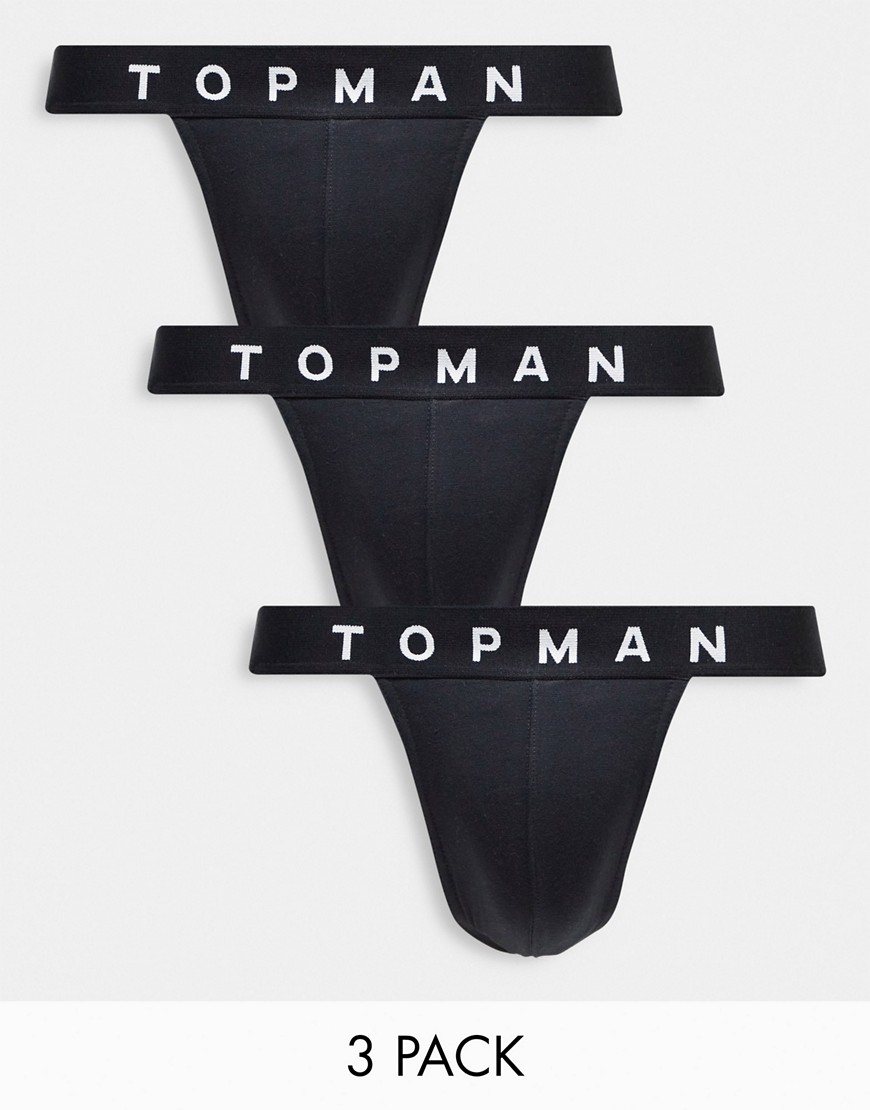 Lot de 3 jock-straps - Noir à taille noire - Topman - Modalova