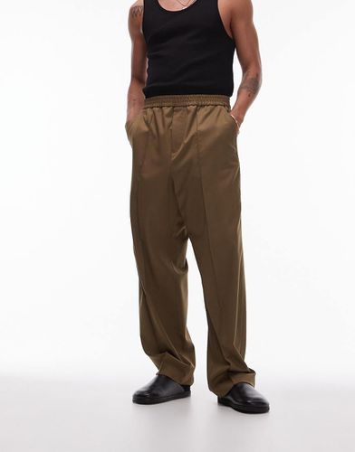 Pantalon ample à taille élastiquée - Kaki - Topman - Modalova