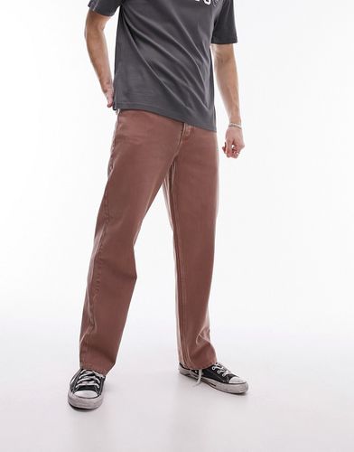 Pantalon ample en sergé de coton - Marron - Topman - Modalova