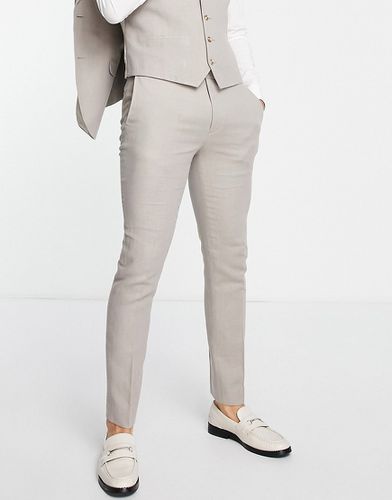 Pantalon de costume ajusté à motif chevrons - Taupe - Topman - Modalova