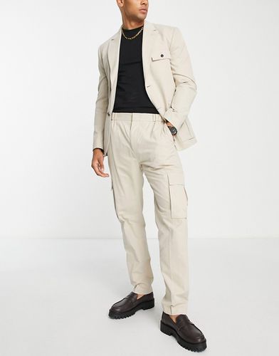 Pantalon de costume élégant et fonctionnel coupe cargo - Écru - Topman - Modalova