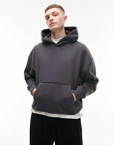 Premium - Sweat à capuche oversize épais de qualité supérieure - Anthracite - Topman - Modalova