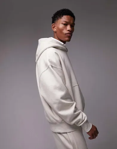 Premium - Sweat à capuche oversize épais de qualité supérieure - Écru - Topman - Modalova