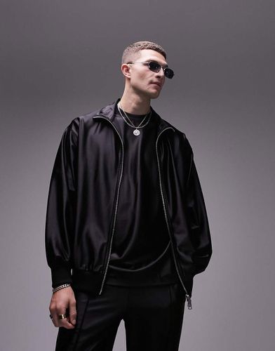 Sweat oversize à fermeture éclair et col cheminée - ultra brillant - Topman - Modalova