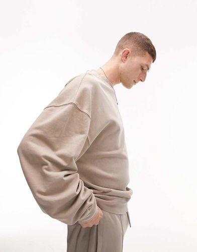 Sweat oversize - Taupe délavé - Topman - Modalova