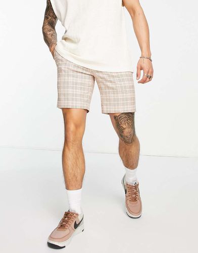 Short ajusté à carreaux - Taupe/rose - Topman - Modalova