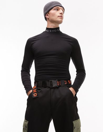 Sno - Haut de sous-vêtement de ski sans couture en tissu doux stretch à manches longues et col griffé - Topman - Modalova