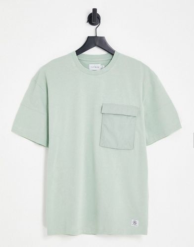 T-shirt oversize à poche fonctionnelle avec coutures apparentes sur les manches - Sauge - Topman - Modalova