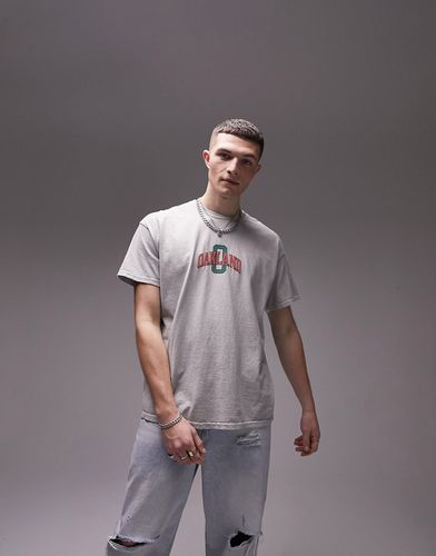 T-shirt oversize avec imprimé Oakland en relief - délavé - Topman - Modalova
