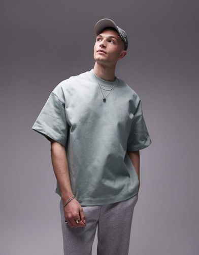 T-shirt oversize épais 370 gsm de qualité supérieure avec épaules tombantes - Sauge - Topman - Modalova